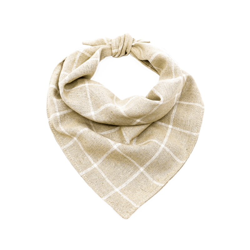 Flax Plaid Linen Dog Bandana