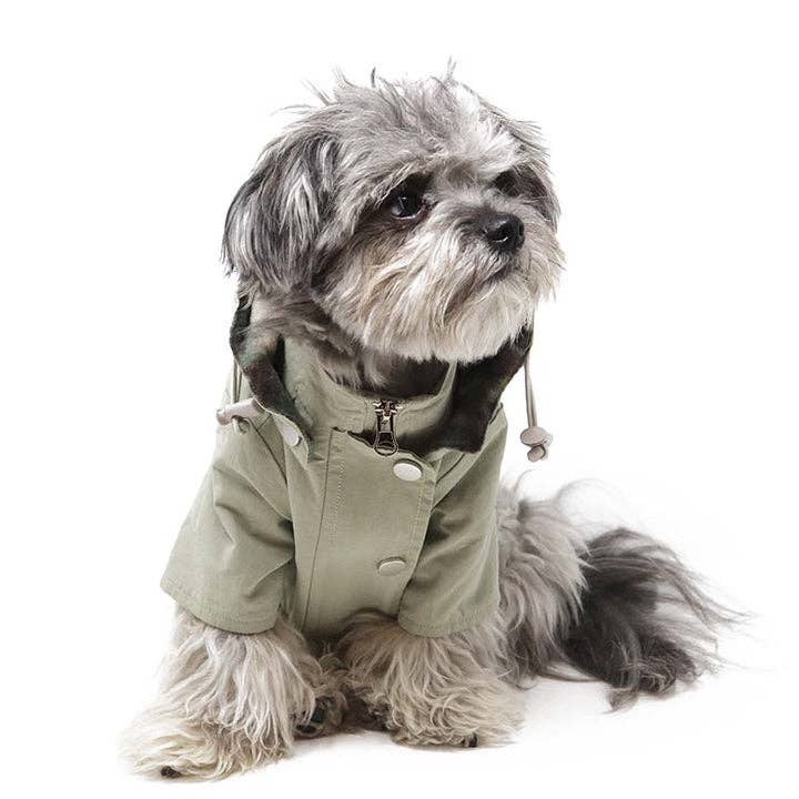 Moss Green Dog Raincoat / Parka - THE BOXER
