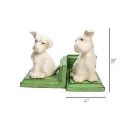 White Puppy Cast Iron Bookends - THE BOXER