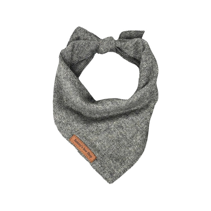 Charcoal Herringbone Dog Bandana