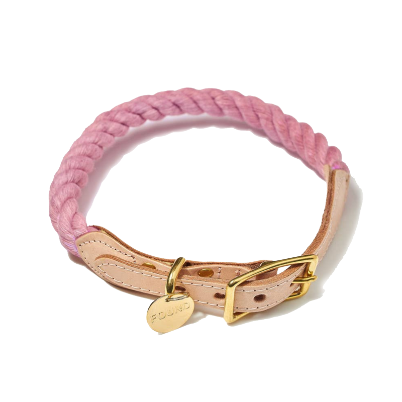 Cotton Rope Dog Collar - Blush