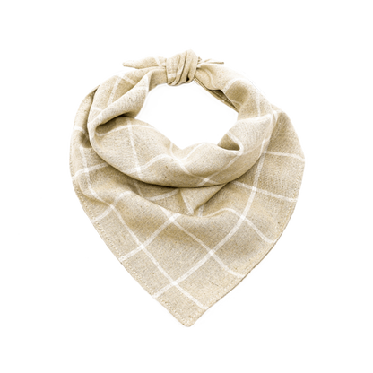 Flax Plaid Linen Dog Bandana