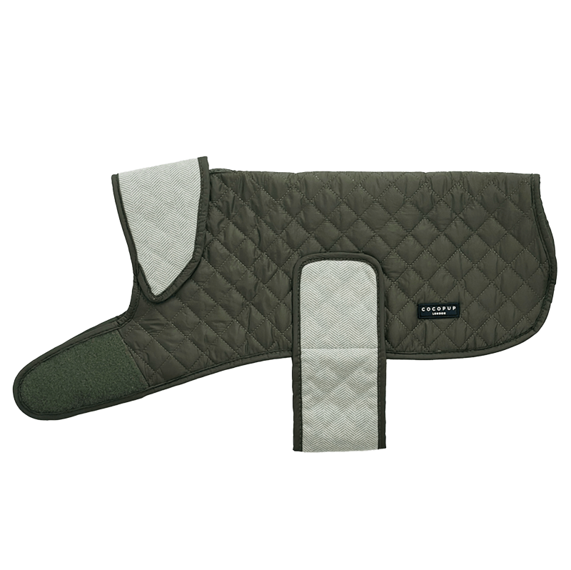 Quilted Dog Coat - Moss Green