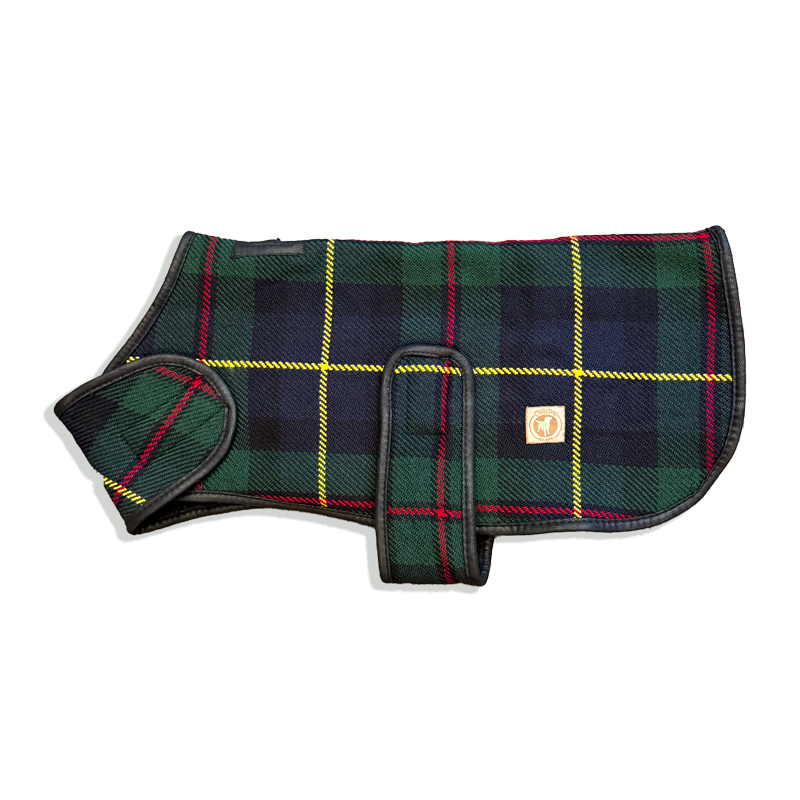 Navy and Green Tartan Blanket Coat