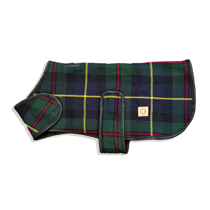 Navy and Green Tartan Blanket Coat