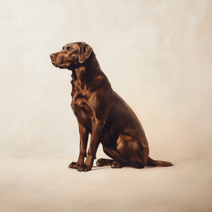 A Seated Chocolate Lab Framed Print - THE BOXER