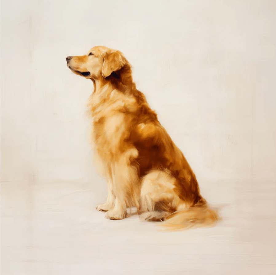 A Seated Golden Retriever Framed Print - THE BOXER