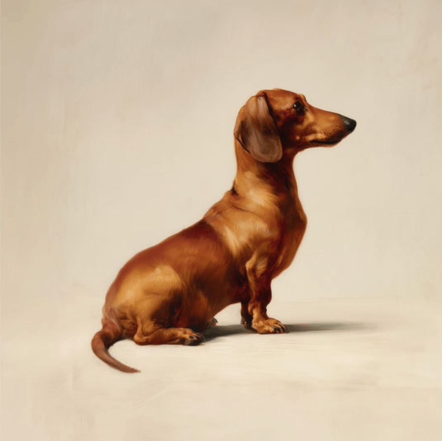 A Seated Red Dachshund Framed Print - THE BOXER