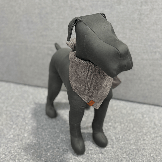 Charcoal Herringbone Dog Bandana - THE BOXER