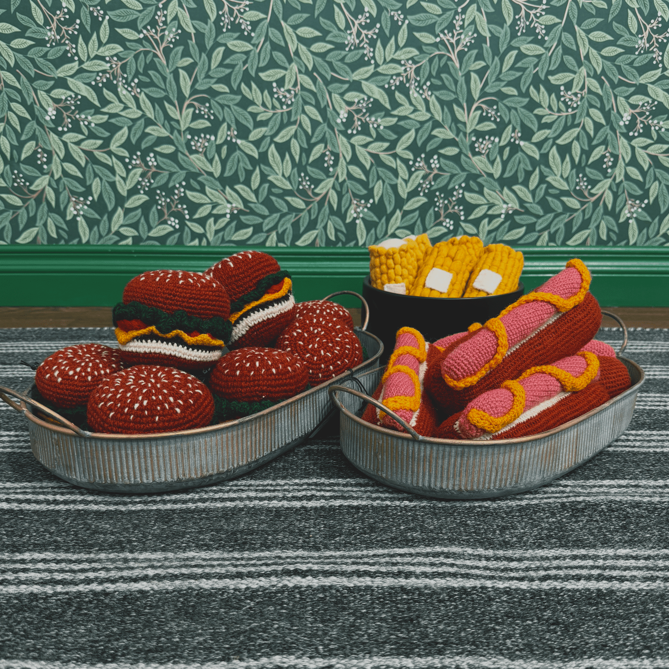 Hand Knit Hot Dog Squeaker Toy - THE BOXER