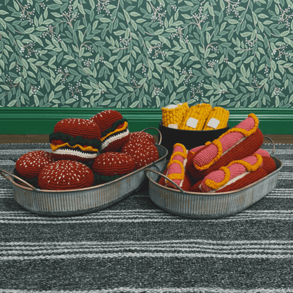 Hand Knit Hot Dog Squeaker Toy - THE BOXER