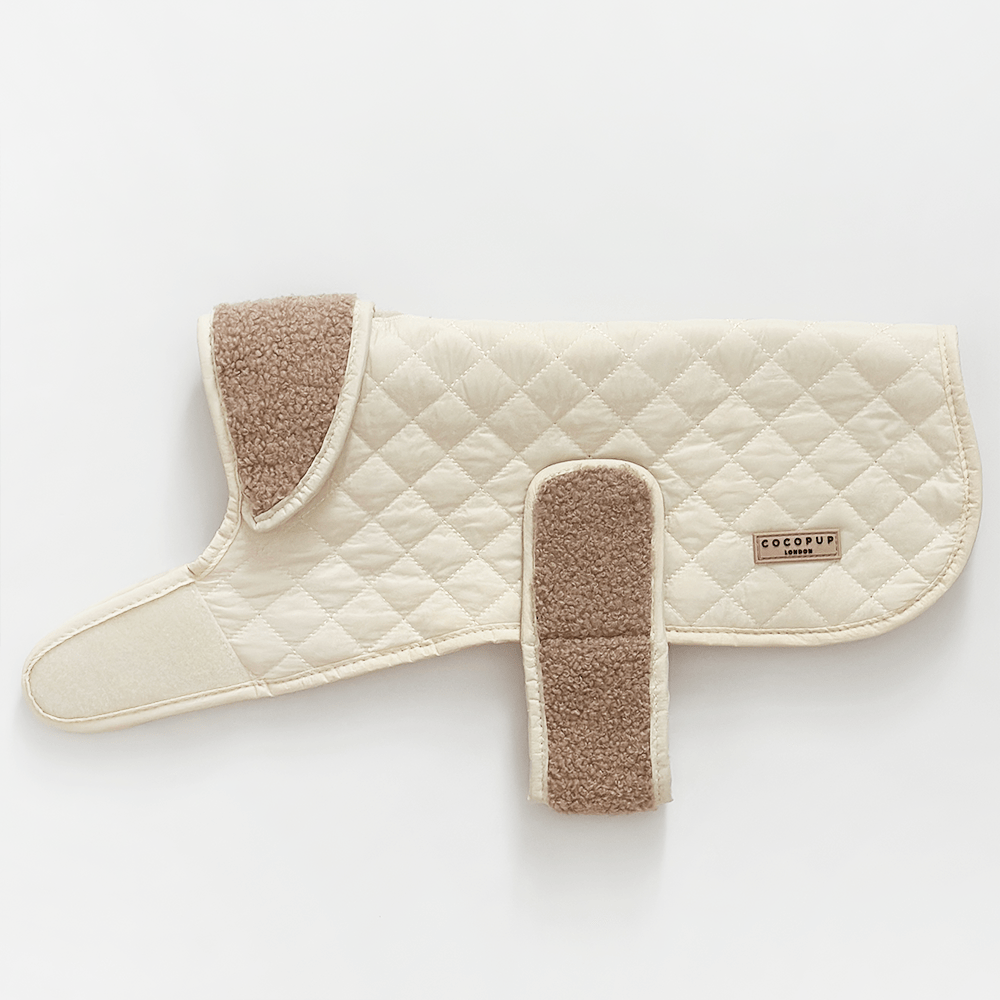 LUXE Quilted Dog Coat - Creamy Chai - THE BOXER
