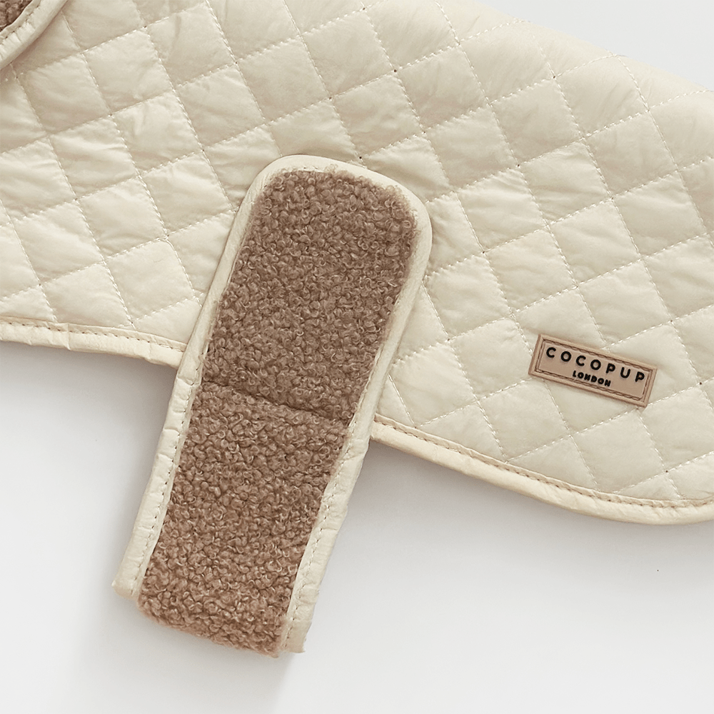 LUXE Quilted Dog Coat - Creamy Chai - THE BOXER