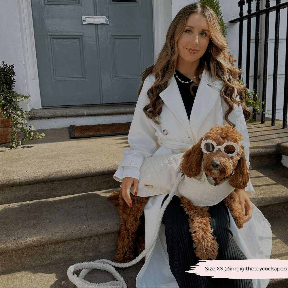 LUXE Quilted Dog Coat - Creamy Chai - THE BOXER