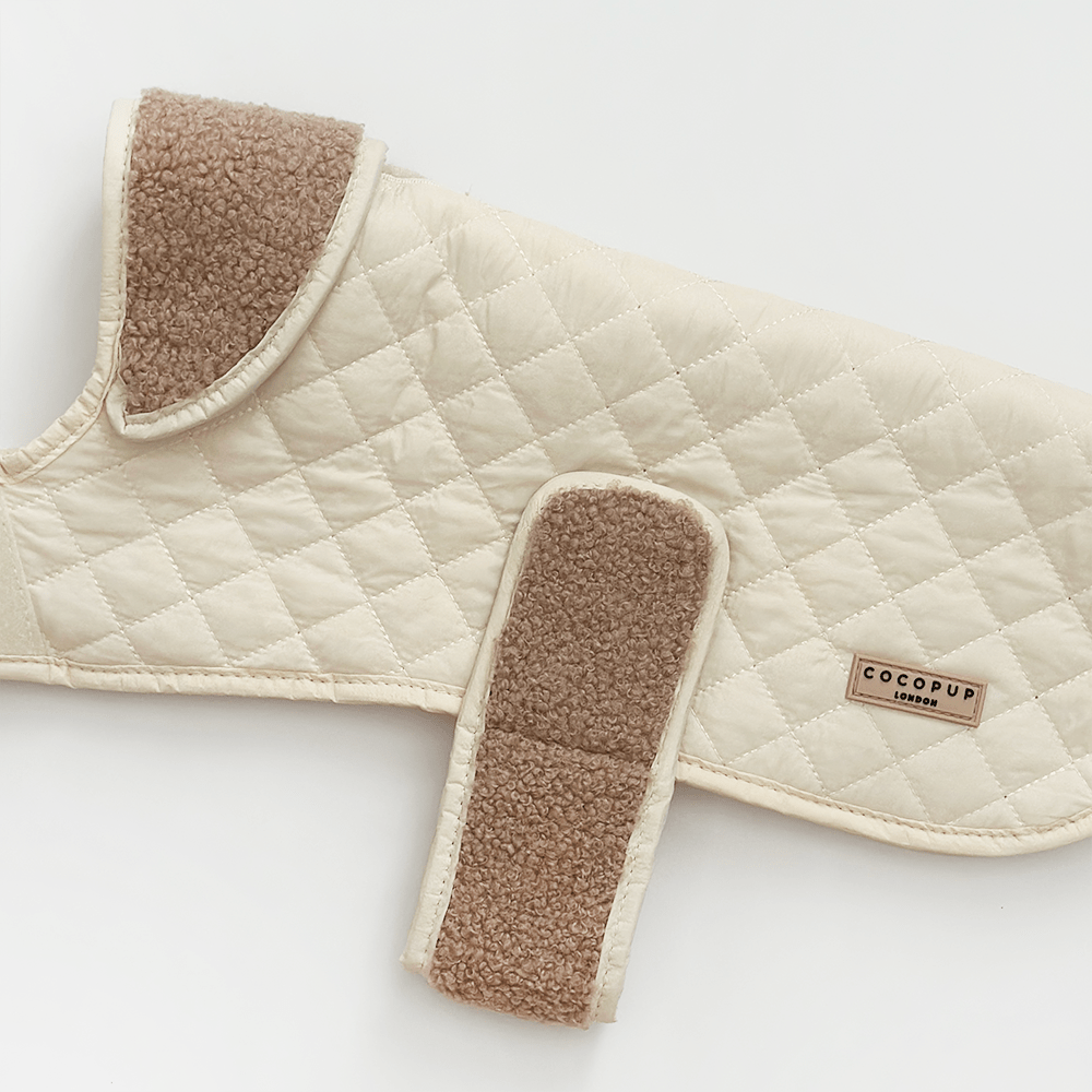 LUXE Quilted Dog Coat - Creamy Chai - THE BOXER