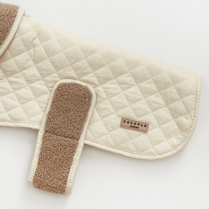 LUXE Quilted Dog Coat - Creamy Chai - THE BOXER