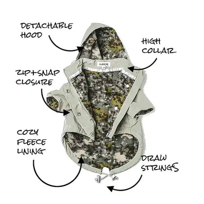 Moss Green Dog Raincoat / Parka - THE BOXER